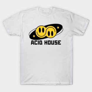 ACID HOUSE  - Double Smiley Flip (Black) T-Shirt